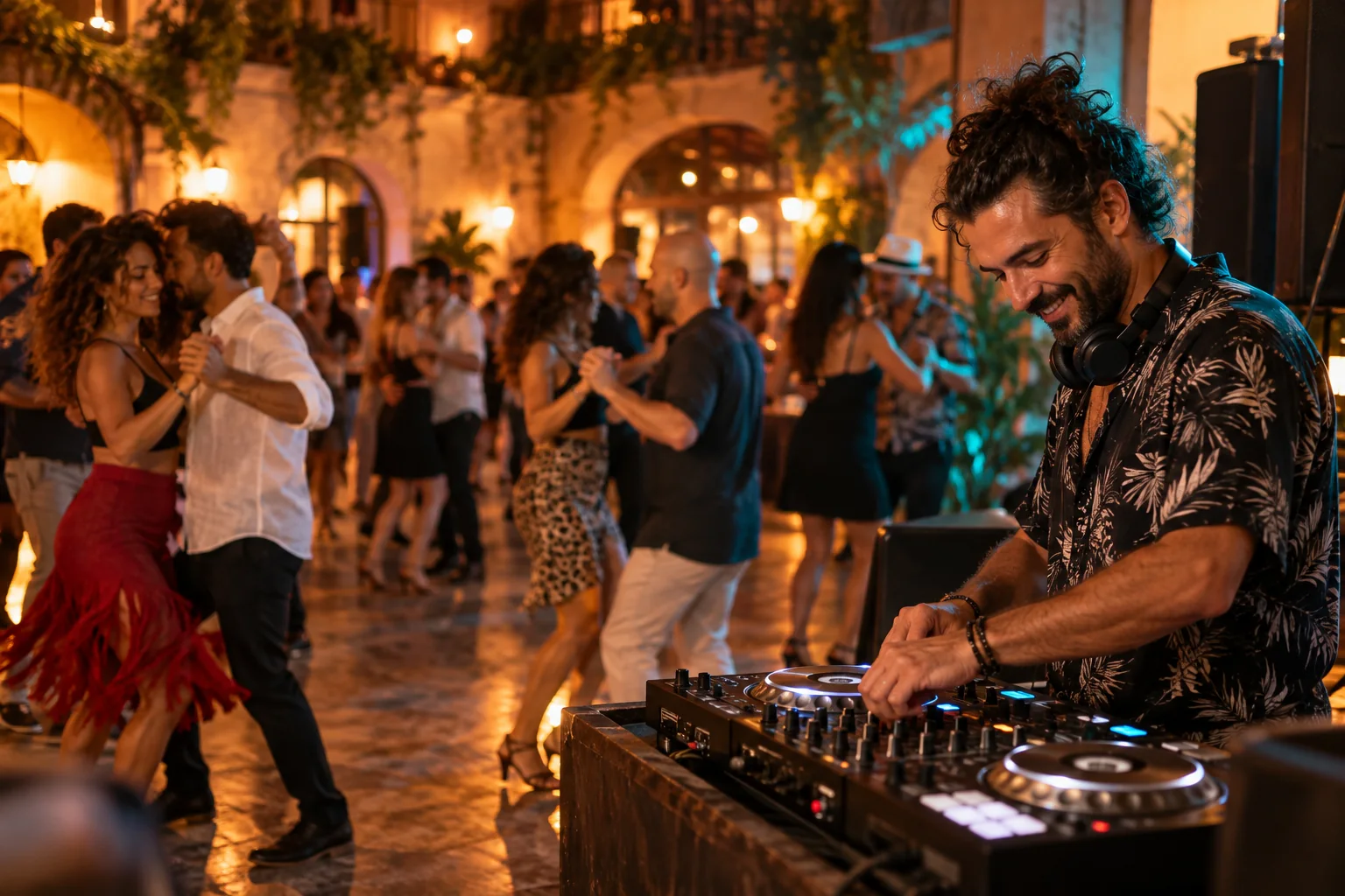 DJ alla console durante una serata di ballo